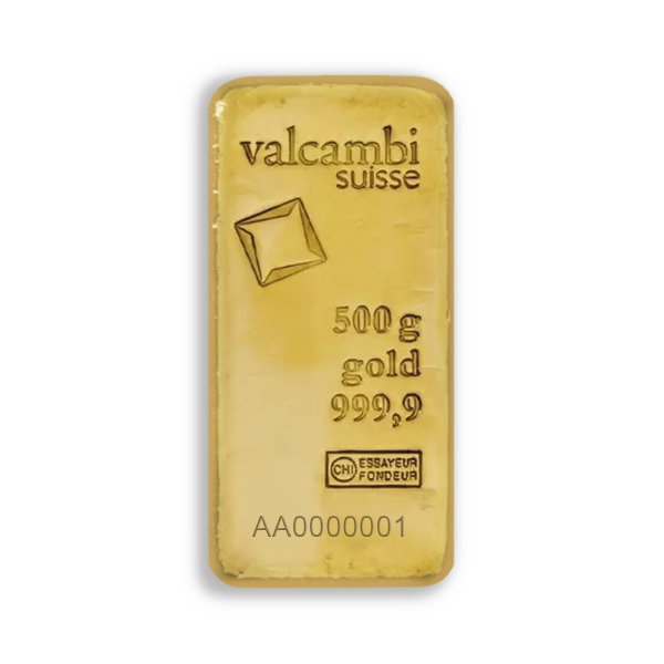 Lingot d’or 500 g Valcambi – Pureté 999,9/1000, Certificat d’authenticité inclus – Image 2