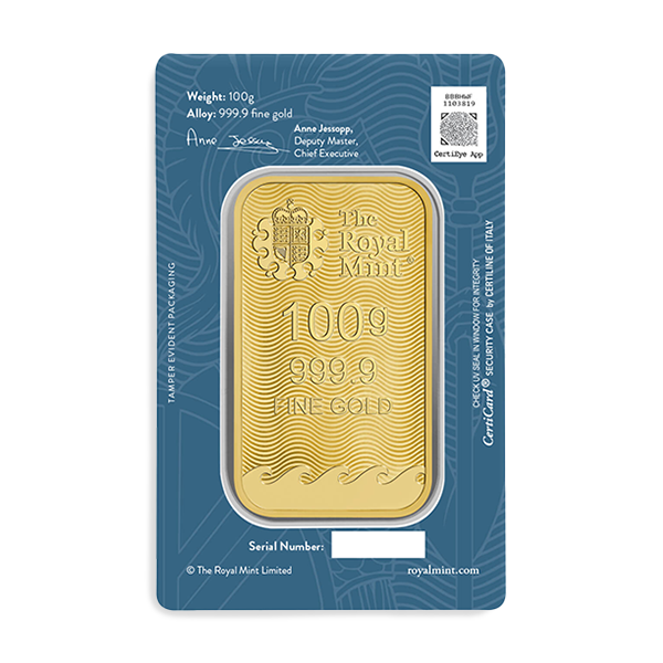 Lingot d’or 100 g Britannia – Royal Mint – Or fin 999,9/1000, Certicard inclus – Image 2
