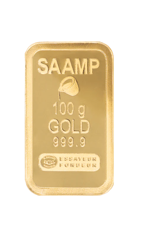 Lingotin d'Or 100g SAAMP – Or Pur 999‰ – Certifié RJC-COC – Origine France Garantie