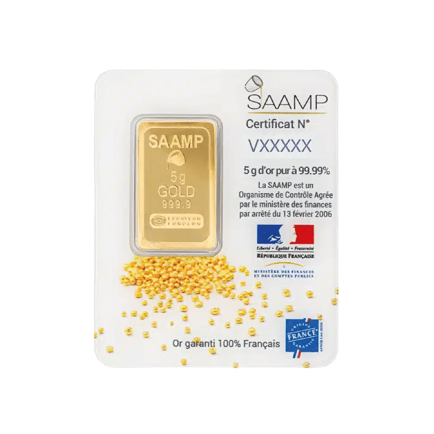 Lingotin d'Or 5g SAAMP – Or Pur 999‰ – Certifié RJC-COC – Origine France Garantie – Image 3
